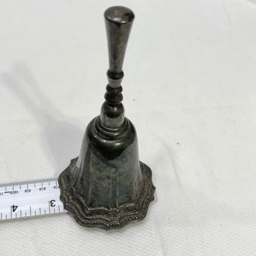 Vintage Avon Silverplate Hand Bell Scalloped Fluted Base Tarnished Patina 5.25